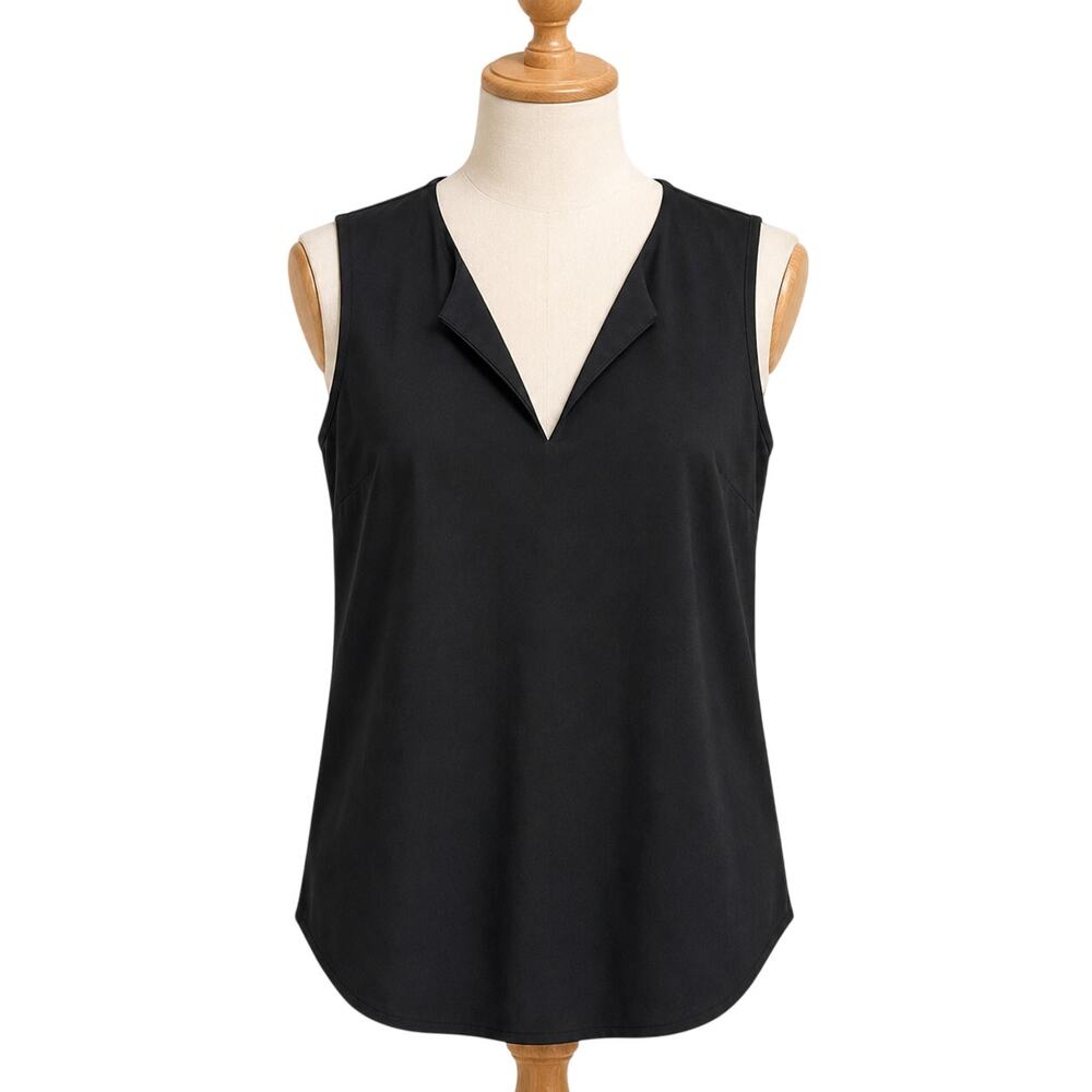 Jude Connally Ali Top Womens Large Black Sleeveless Split Neck Stretch